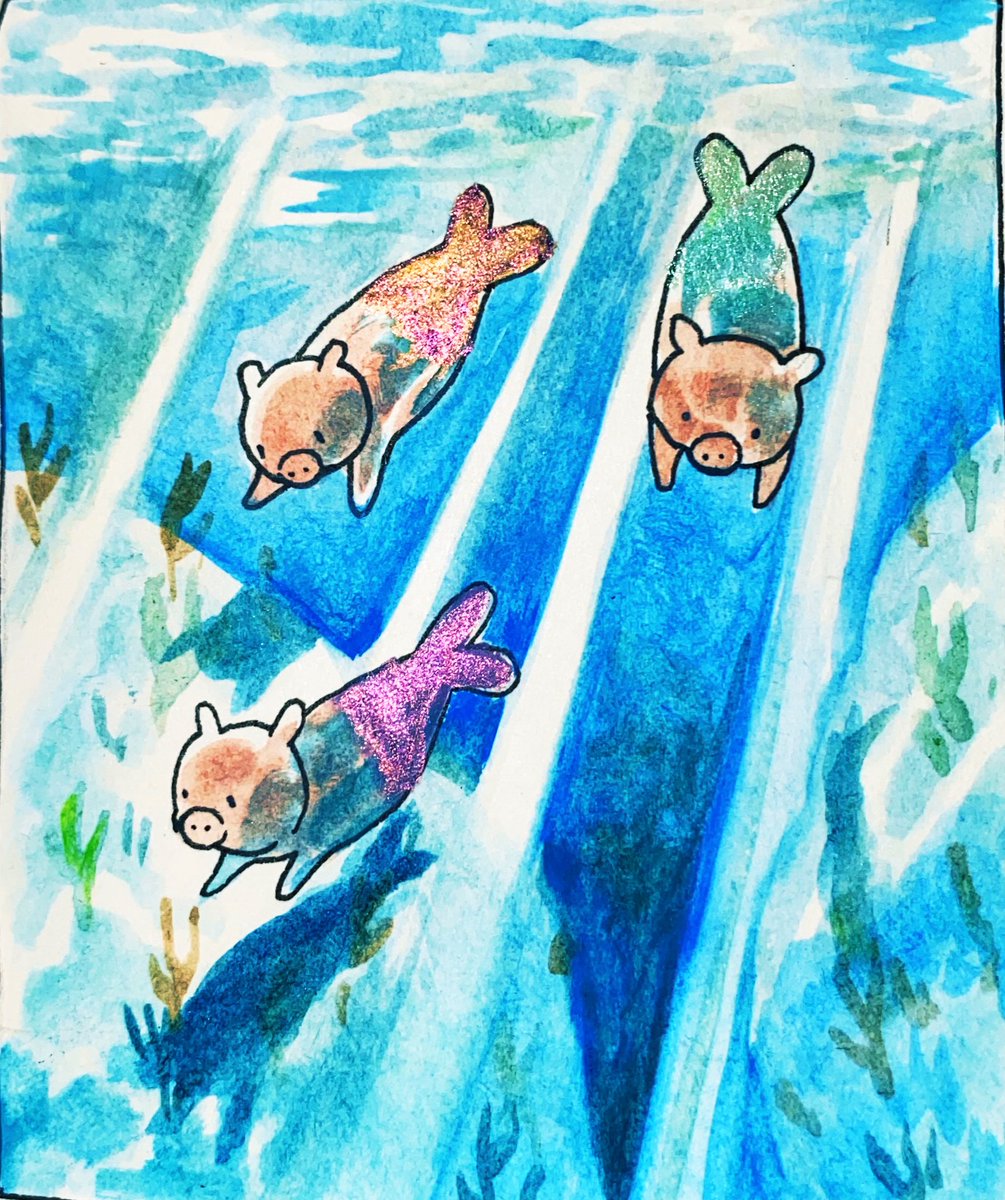 annalaura_art's tweet photo. Playing mermaids in the pool! (1/2) https://t.co/VYKm3cdbUk