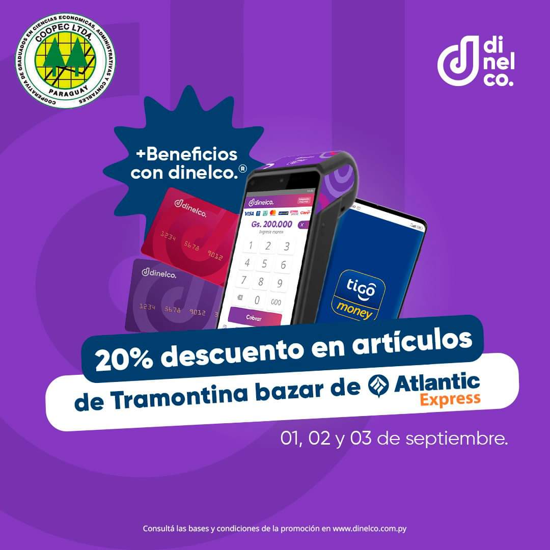 Coopec_Ltda's tweet image. Este 1, 2 y 3 de septiembre tenemos un beneficio imperdible para vos. 🥰
Disfruta el  20% de descuento con Atlantic SAE  en artículos de Tramontina Bazar, pagando con tu tarjeta dinelco de Coopec Ltda  🎉🎈

#Innovando #Reddinelco #Coopec #promocionesydescuentos