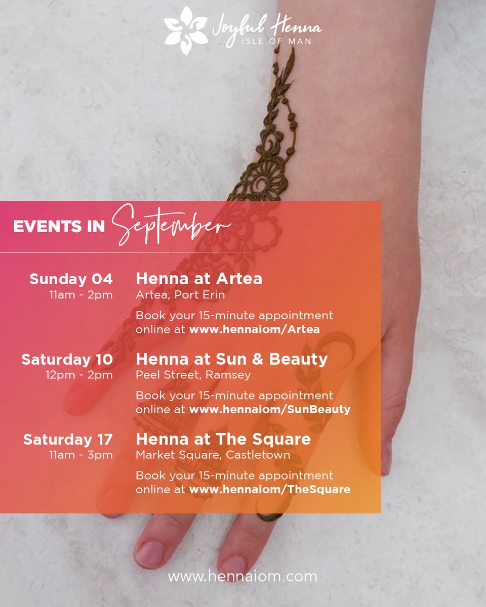 hennaiom's tweet photo. Happy September! I'm moving indoors for 3 pop-up henna events this month. Book online now at https://t.co/711m9fZrt8 https://t.co/BnS90RkdyK