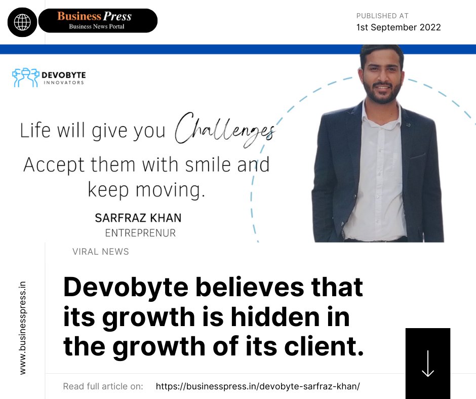 devobyte's tweet photo. We thank Business Press Team for covering about our company. You can read the complete story using the below link 
https://t.co/7yV1jKaiFx
 
#PressRelease #NewsAgency #Devobyte #BusinessPress https://t.co/q2HUFvT9u9
