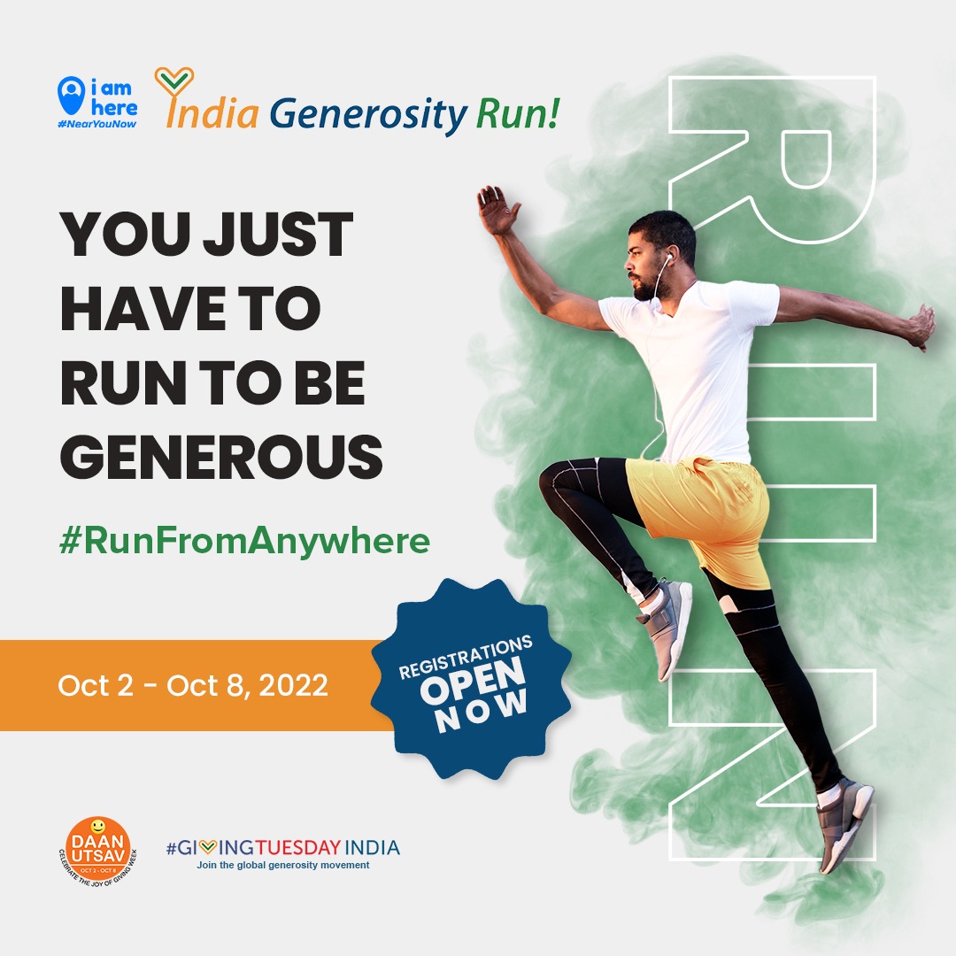 GivingTuesday's tweet photo. Run a Mile to Make a Difference
Participate in @givingtuesdayin #IndiaGenerosityRun between Oct 2-8 and run for a cause close to your heart.
𝗥𝗲𝗴𝗶𝘀𝘁𝗲𝗿 𝗡𝗼𝘄 to be a part of a Global Movement! https://t.co/Ty4WRDLT6R https://t.co/nkjSLDfDWB