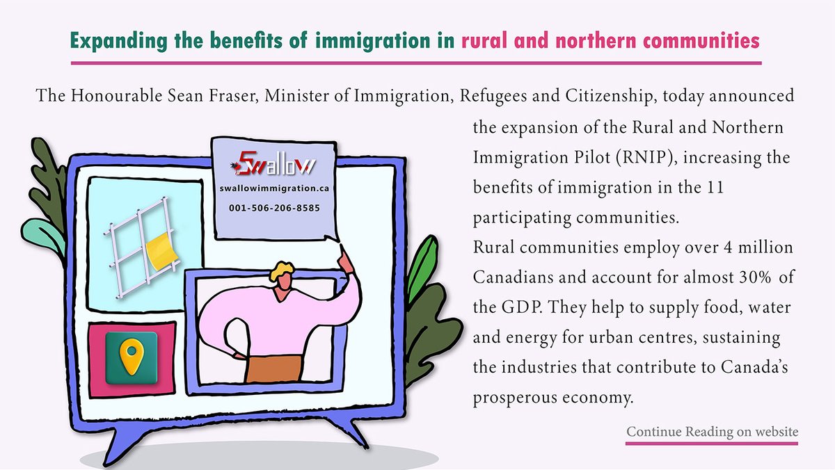 NewbrunswickCa's tweet photo. Expanding the benefits of immigration in rural and northern communities
✨
🔹🔹Read More:
https://t.co/LotZnjN46m🔹🔹
#swallowimmigration #canada #canadanews #immigrationpilot #ministerofimmigration #RNIP #ruralandnorthern #rural #consultancy #SwallowImmigrationConsultancyInc https://t.co/qXNq01Onhb