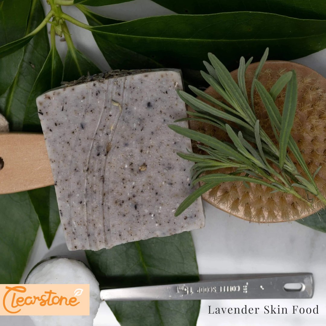 Relax and unwind knowing that your skin is being looked after with this Lavender Skin Food!

Made with 100% natural ingredients and eco-friendly packaging, this soap will nourish your skin and give you a glowing complexion✨

Get yours at clearstone.co.uk today🌿
