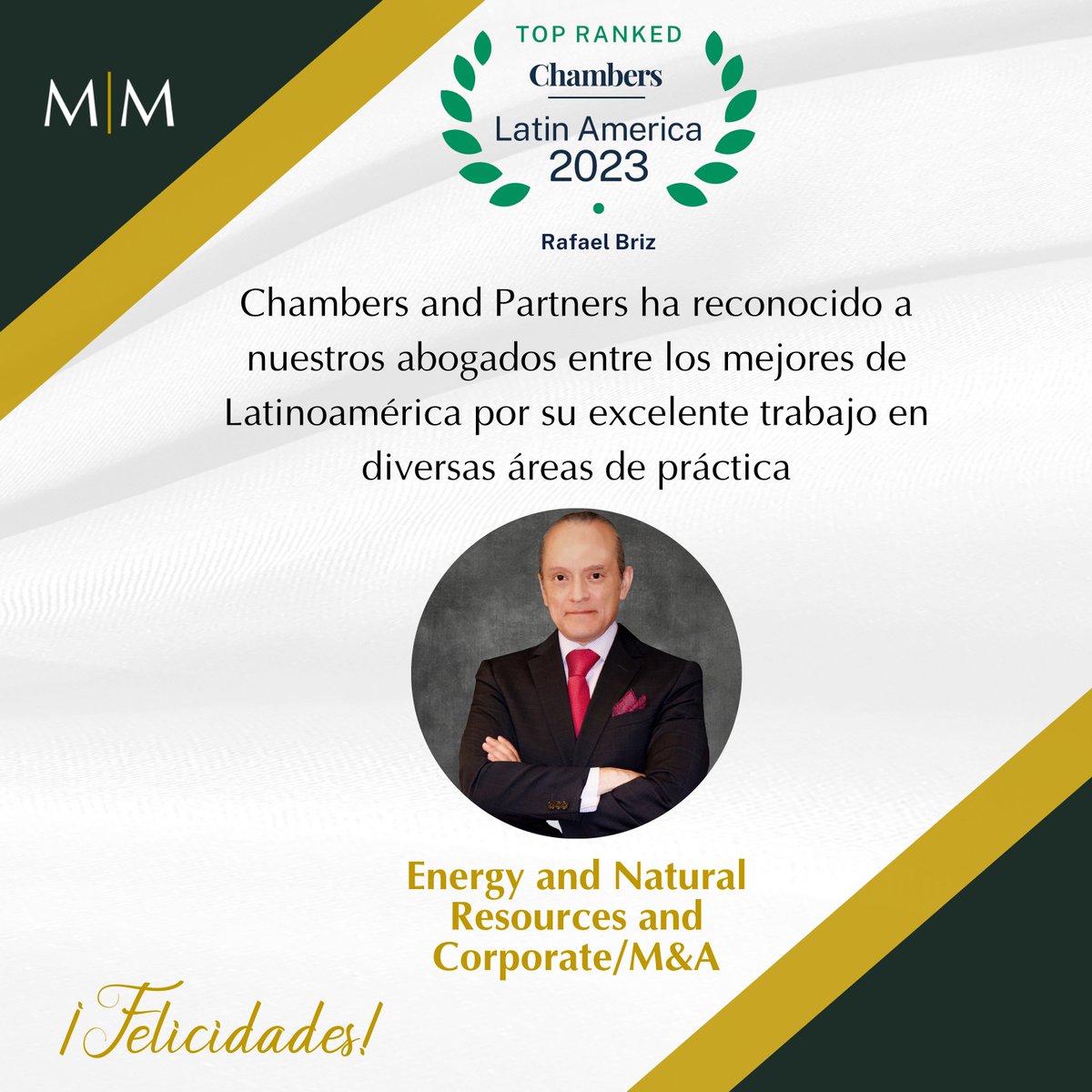 MayoraMayoraSC's tweet photo. Rafael Briz reconocido por el directorio legal @ChambersGuides en las áreas de práctica de Energy and Natural Resources and Corporate/M&amp;A.
¡Muchas felicidades! 

#mayoraymayora #somosmayora #Guatemala #ElSalvador #Honduras #chambersguides #latam2023 #reconocimiento #ranking https://t.co/uQ0a03b7Hm
