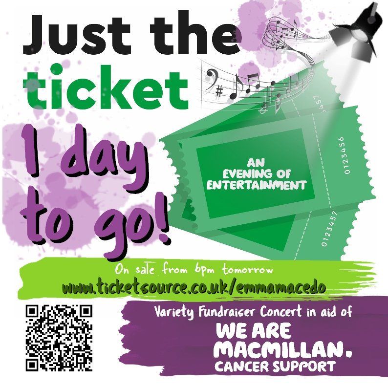 Set an alarm for 6pm tomorrow when tickets for this year's show will go live! ticketsource.co.uk/emmamacedo

#macmillancancersupport #fundraiser #varietyshow #liveentertainment #charity