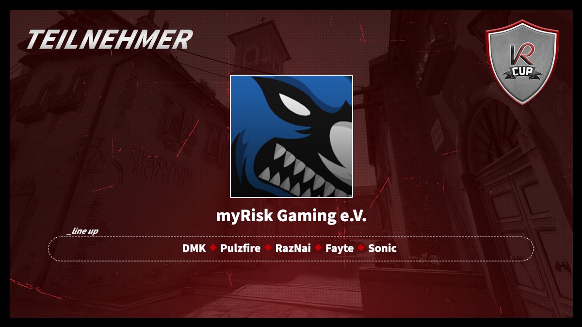 KRCup_de's tweet photo. Kommen wir nun zum achten Teilnehmer beim KRCup CS:GO #9 @myRiskeV mit alt bekannten KRCUp Spielern @_RazNai und @csgodmk unterstรผtzt werden sie durch Pulzfire Fayte und Sonic . Viel Erfolg https://t.co/C1fyxYURCv