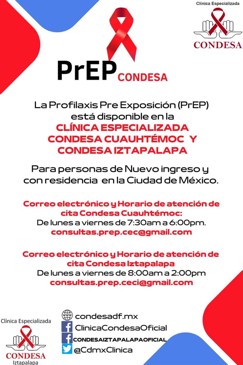 CdmxClinica's tweet photo. PrEP Condesa
La Profilaxis Pre Exposición (PrEP) está disponible en Clínicas Especializadas Condesa
Infórmate 👇 https://t.co/mJUXWV6SgS