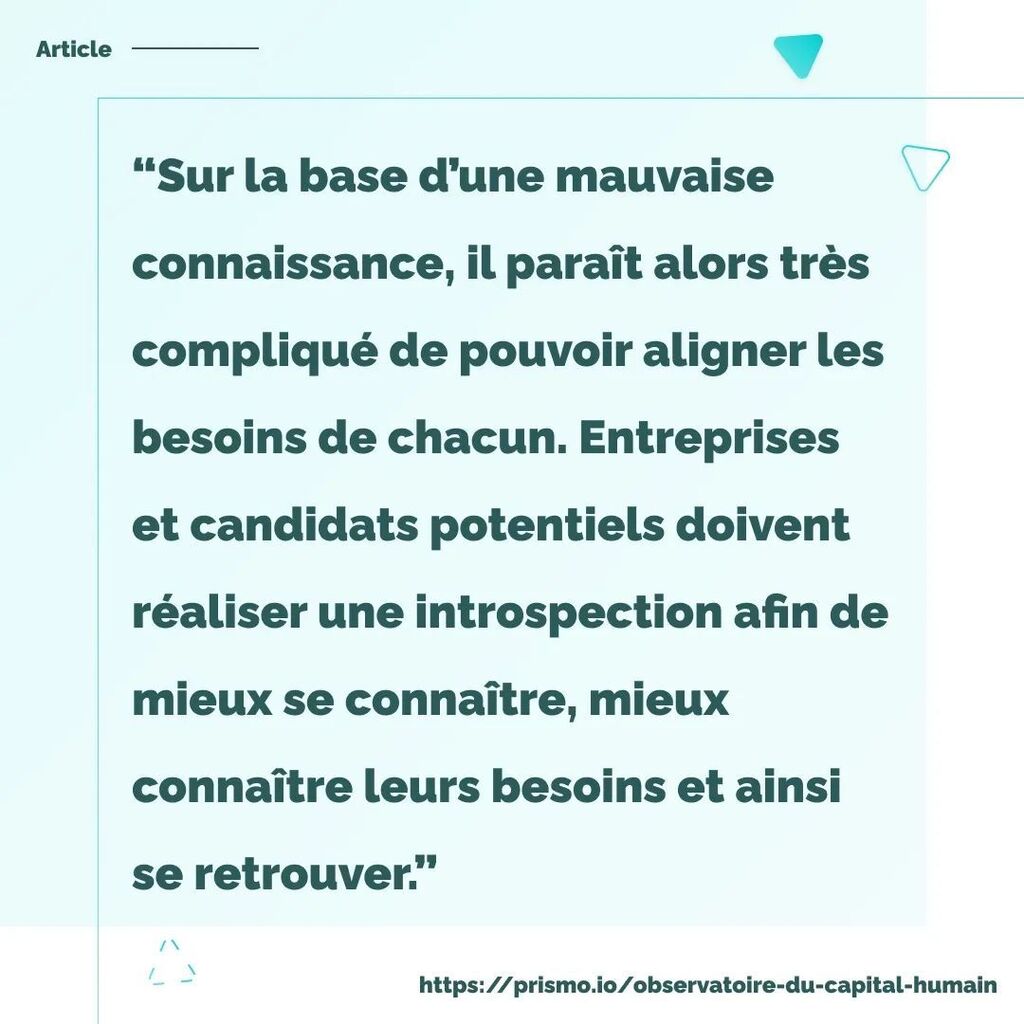 Alors que de plus en plus de candidats cherchent un sens dans leur vie professionnelle...

 ...il devient fondamental pour eux d’apprendre à se connaître et pour les recruteurs de s’assurer qu’ils matchent avec : 

🙋‍♀️ les besoins, 

💁 les valeurs, 

🙆‍… instagr.am/p/Ch-OiWLrR0K/