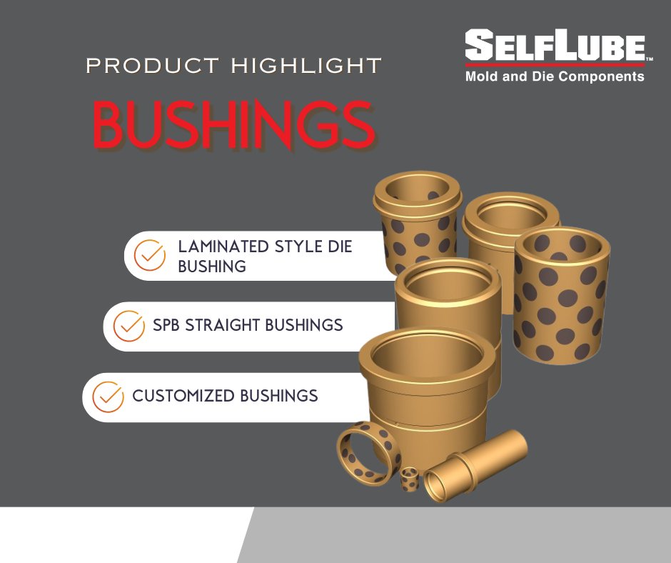 SelfLube's tweet photo. Time for another #producthighlight -- bushings. 

Used in die sets, metal stamping dies, and other machinery; you can order bushings with self-lubricating #graphite or without.

Don't see what you need? Contact us to order a Custom size!
https://t.co/nheyRU8kNQ https://t.co/mdydFAxxwp