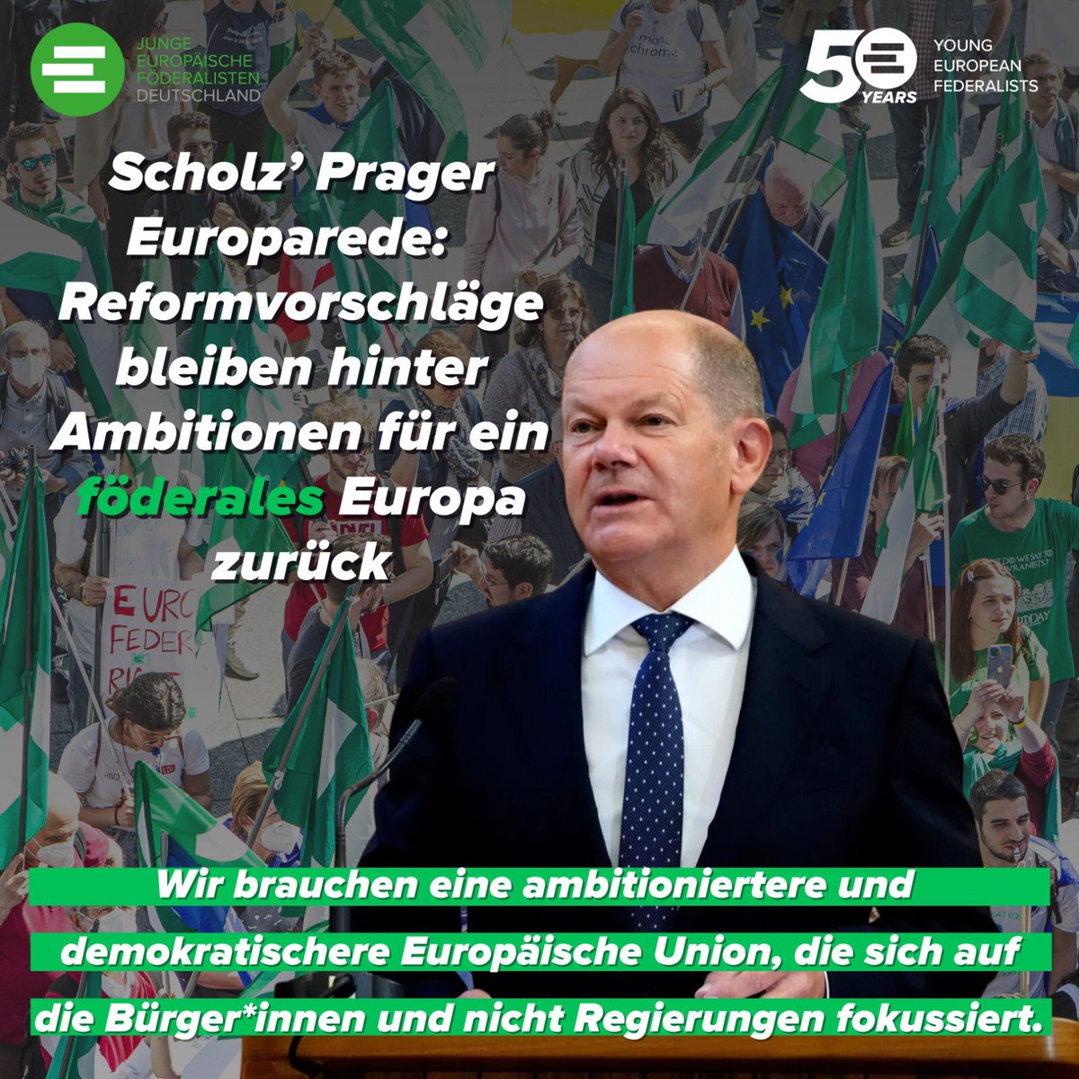 JEF_de's tweet photo. Institutionelle Reformen, Vertragsänderungen, #NoVeto - in seiner #PragerRede am Montag hat @Bundeskanzler einige wichtige Themen angerissen. Aber reicht das? Nicht wirklich, finden wir. Da muss und da geht mehr 🧵⬇️ 1/ https://t.co/in23ZyuVJl