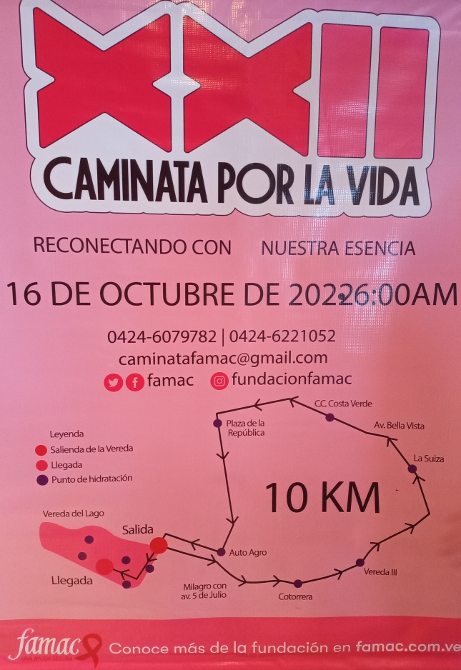 luisferheroch's tweet photo. La XXII Caminata por la vida de 
@FundacionFamac 
 será este 16 de octubre en #Maracaibo. 

Saldrá de la #VeredaDelLago a las 6:30 a.m. recorrerá la avenida Milagro, Bella Vista y 5 de Julio.

El costo del número identificador es de 5 dólares.

#CaminataFamac #MareaRosa 
#famac https://t.co/yMfkkOiEmd