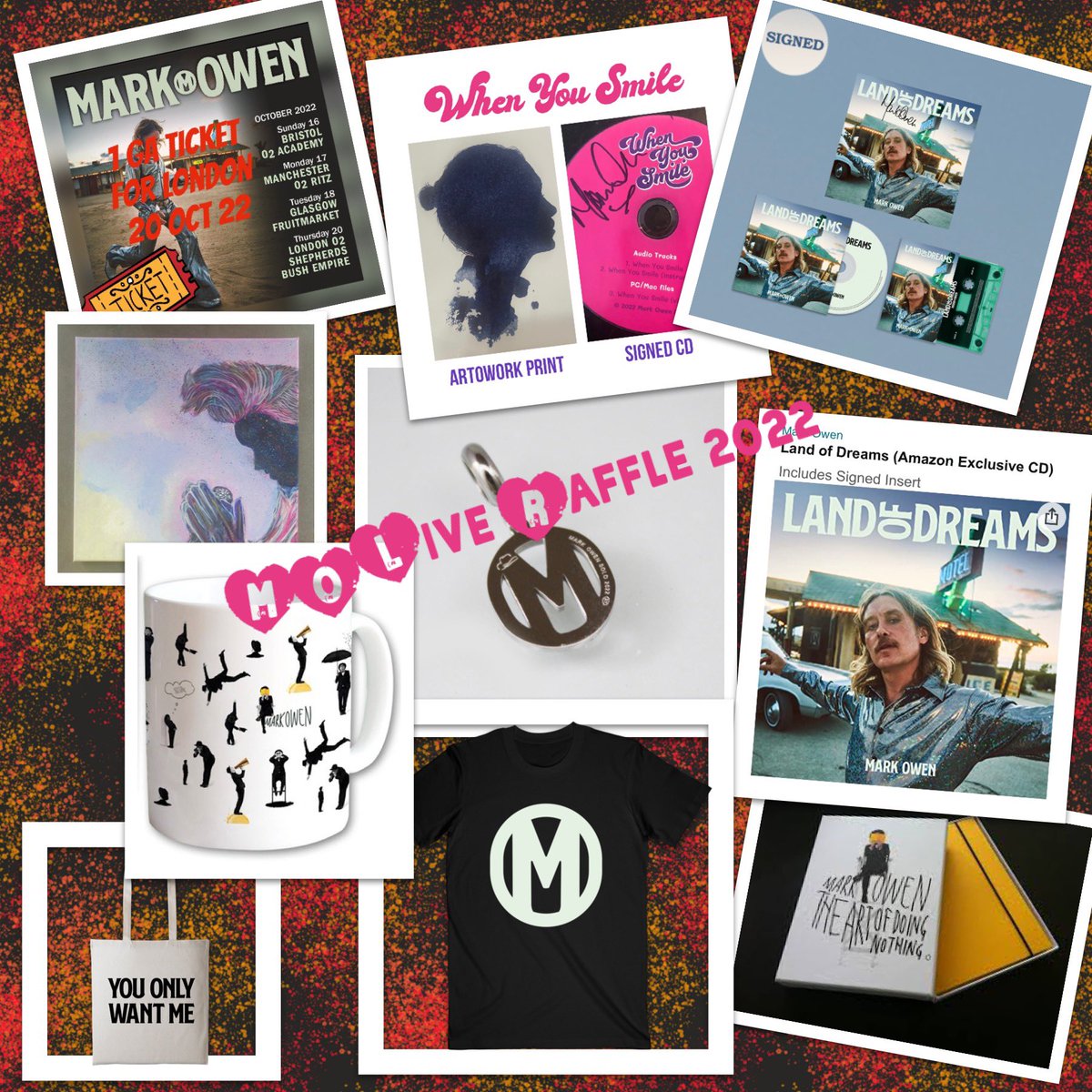 MarkOwenLive's tweet photo. ✨Our annual #markowen themed raffle in aid of @SKC_UK is now open! ✨To enter click on the below link: 

👉https://t.co/hpE5Zq9gt4

@OfficialMarkO #markowen #ChildhoodCancerAwarenessMonth #hope #solvingkidscancer @takethat #takethat #landofdreams https://t.co/S5BHknvgHi
