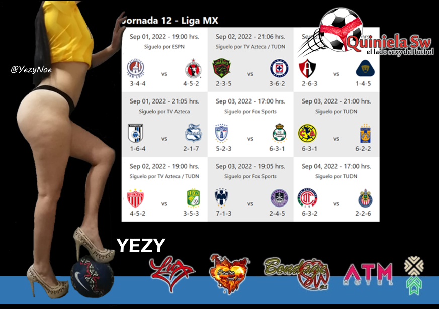 QuinielaSW's tweet photo. tenemos ya todo listo para la #Jornada12 de la #LigaMX y nuestra super hotwife tigrita del #TeamQSW Yezy de @YezyNoe quiere que juegues con ella 🔥😈
desbloquea su #Pack participando este fin de semana con tan solo 60 pesitos
no te quedes fuera! ⚽️
+ info x MD https://t.co/4I6Pylva8S