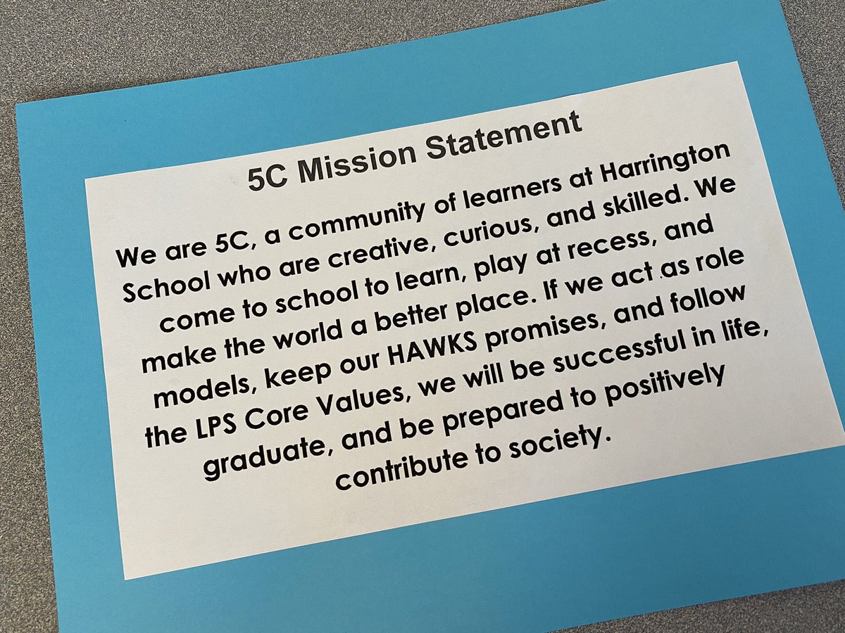 MrsClassGrade5's tweet image. Collaborative Mission Statement for 5C 😉 #lpsHAWKS #recessistheirfavorite #newyear