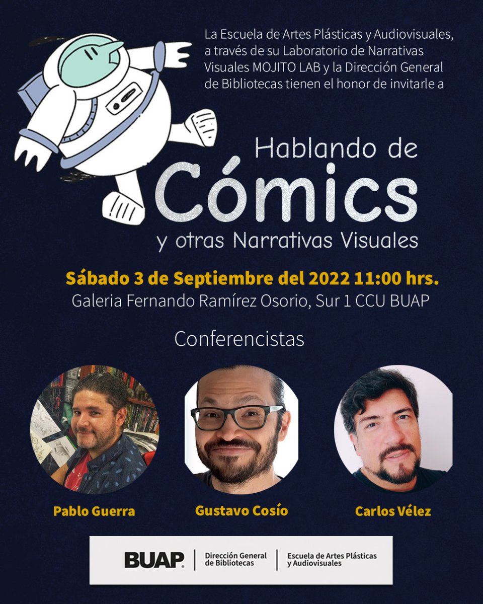 MojitoLab's tweet photo. Si tu pasión son los comics, esta conferencia te pondrá un paso más cerca de tu meta ✍🏿
@polcomics
@GustavoCosio
￼

#comic #WritingCommunity  #BUAP https://t.co/cOfPrlHnpA