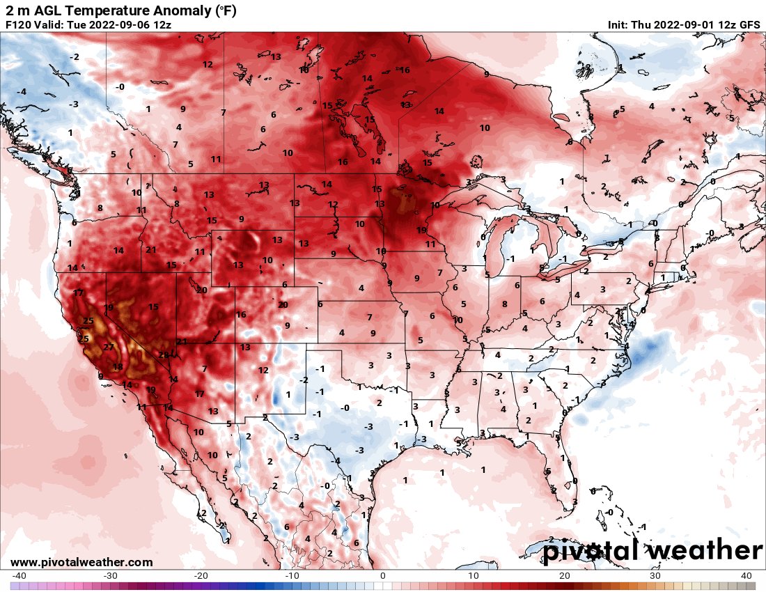 We'll all be watching this extended heatwave in the US West (esp. California). Two main reasons are its impact on potential wildfire activity and its impact on the electric grid. 

These impacts also motivate thinking about how climate change is affecting these temperatures...