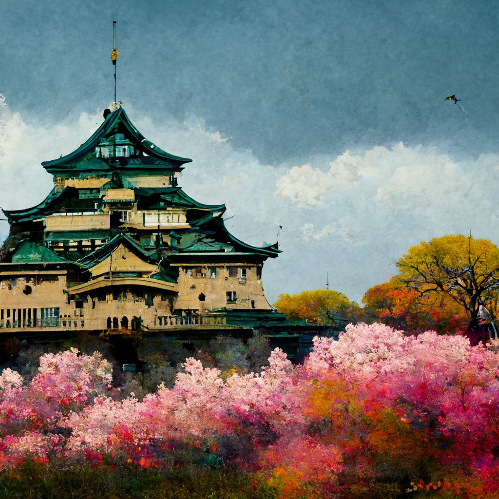 JpStar25's tweet photo. Osaka castle in spring time 🌸 #myfirstart https://t.co/isr1k428Ji