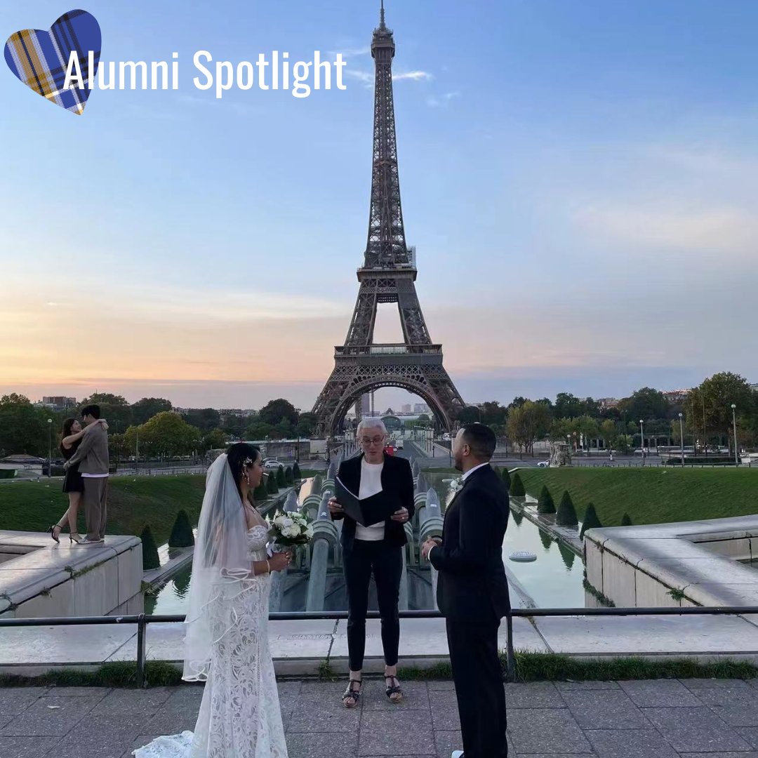 #AlumniSpotlight! 🐻 Keith Flowers ’19 and Myrna (Cervantes) Flowers ’19 got married in Paris! Congrats to the happy couple who met while MBA students at UCR AGSM!💐