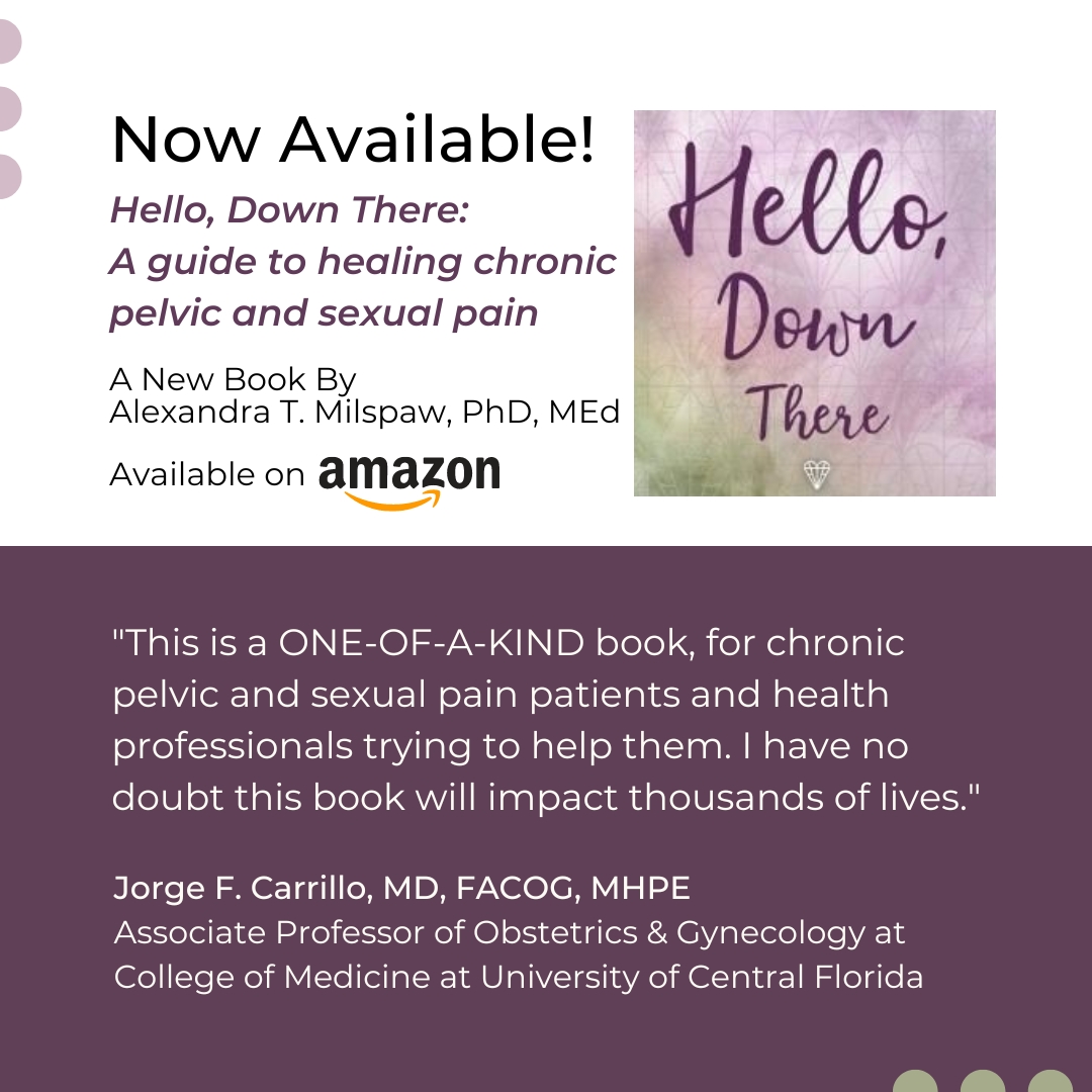 During #Pain Awareness Month &amp; #SexualHealth Awareness Month, we are happy to share with you the release of Hello, Down There: A guide to healing chronic pelvic and sexual pain by our very own Dr. Alexandra Milspaw. To purchase on #Amazon please go to: amzn.to/3COVDBX