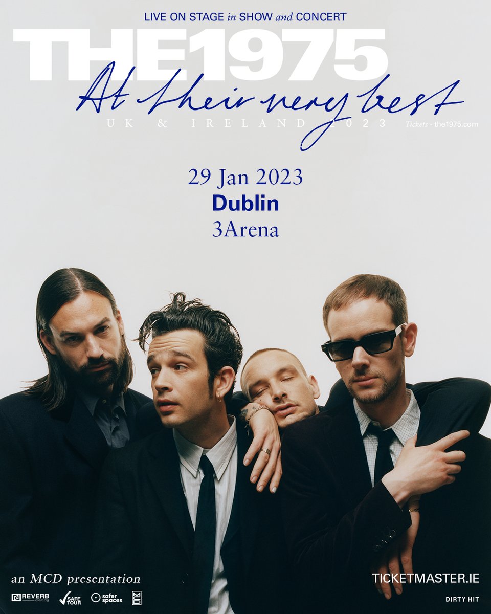 The 1975: At Their Very Best. The 1975 has made their long-awaited return to stage, and will bring a Dublin leg of their UK &amp; Ireland tour to #3Arena on 29 January 2023! 🤩 3Presale kicks off 7 September at 9am followed by general sale Friday. This is not a gig to miss! ♠️