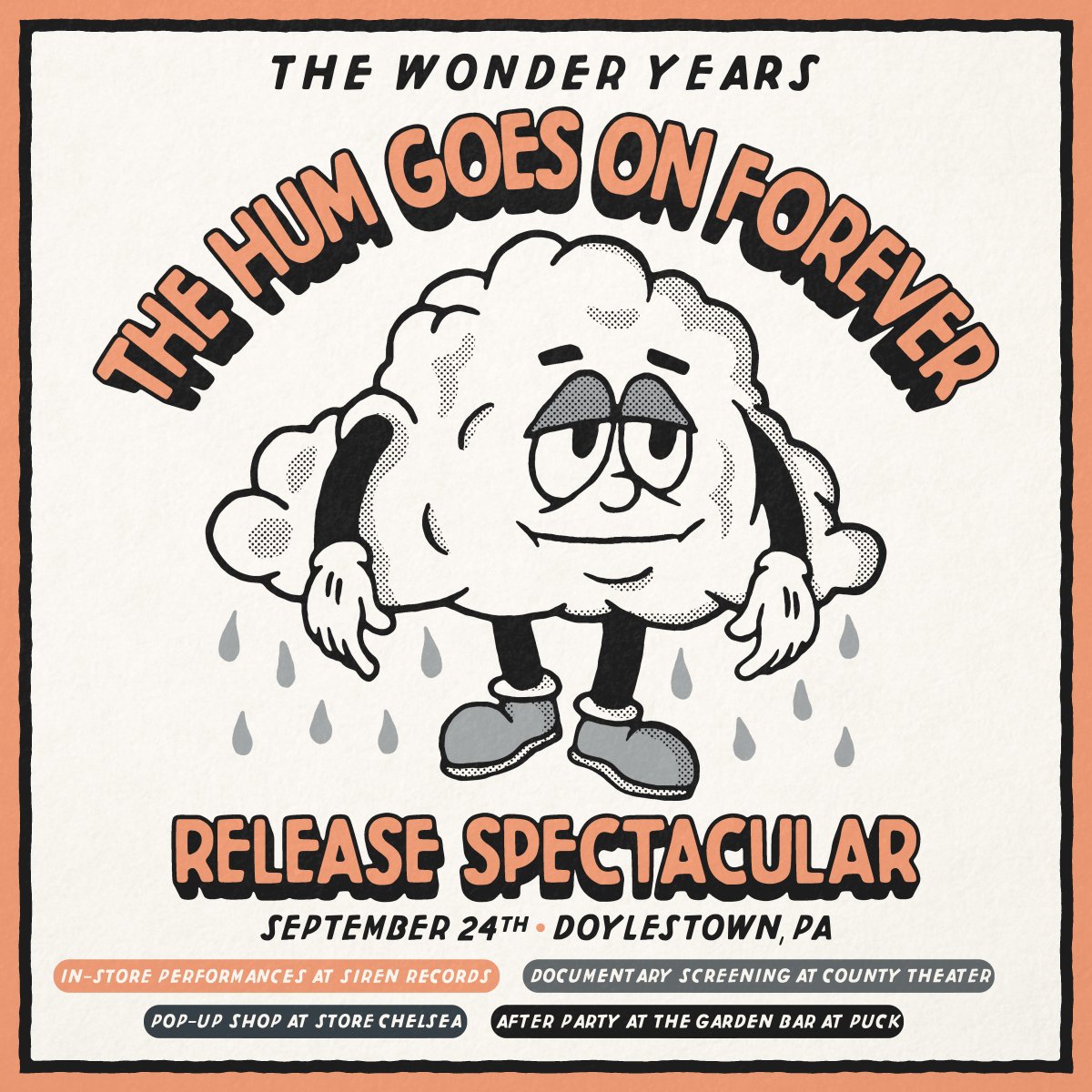 thewonderyears's tweet photo. Big news! We’re taking over Doylestown, PA on 9/24 to celebrate the release of The Hum Goes on Forever. https://t.co/Kkdzdj36ma