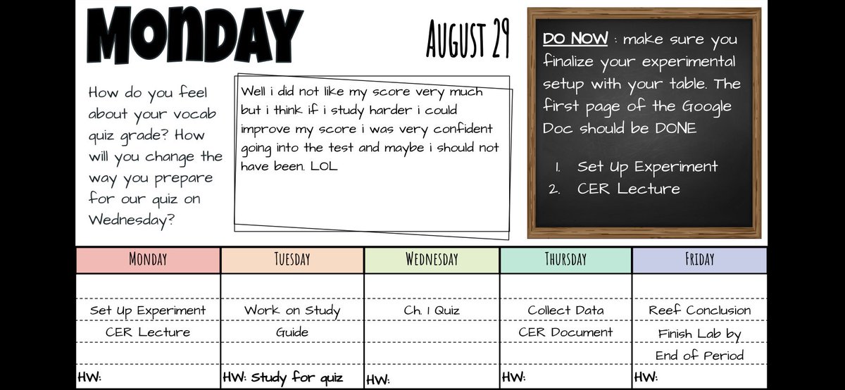 MsChoe27's tweet photo. Instead of projecting a daily agenda, I’ve been using a Google Slides add-on to send students a new slide every day. They can see the agenda, get reminders, click on links, and answer questions for me! https://t.co/tmRfcngrnc