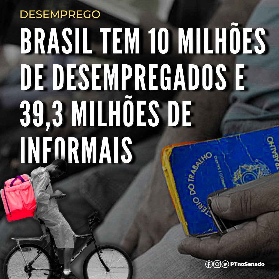 PTnoSenado's tweet photo. 2,9 milhões de trabalhadoras e trabalhadores são vítimas do desemprego de longa duração, parcela do total de 9,9 milhões de desempregados no Brasil. Resultado da reforma trabalhista pós golpe e da desastrosa política econômica de Bolsonaro e Paulo Guedes https://t.co/tsiMYJ2Ggl https://t.co/bSIEGRFlet