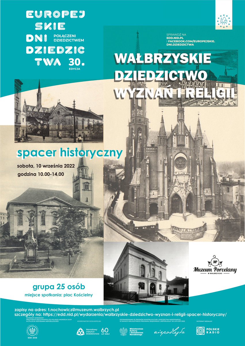 MuzeumWalbrzych's tweet photo. Przed nami 30. już edycja Europejskich Dni Dziedzictwa.
W tym roku zapraszamy Państwa na wyjątkowy spacer historyczny. Szczegóły na naszym FB/Instagramie.
@bielawska_s 
@RomanSzelemej 
@WalbrzychMM 
@Dolny_Slask https://t.co/wie7TGLWpB