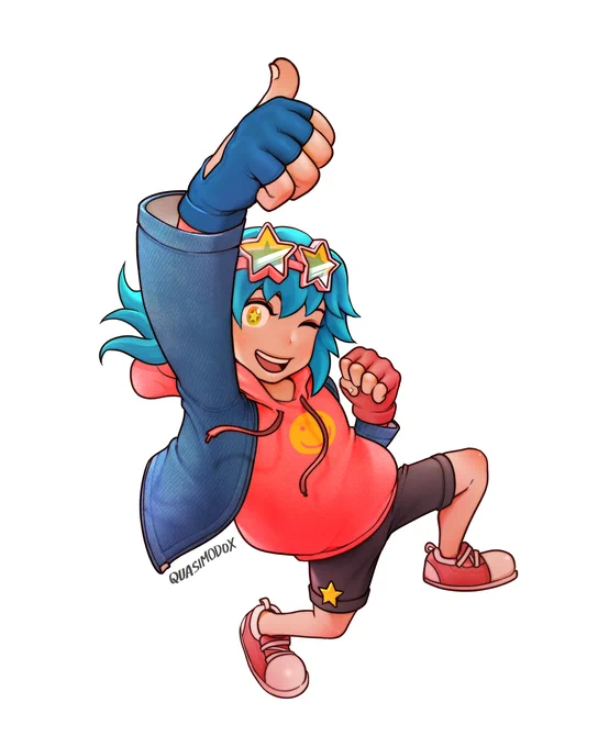 Cosy in the iconic Mega Man poseOC commish~ 