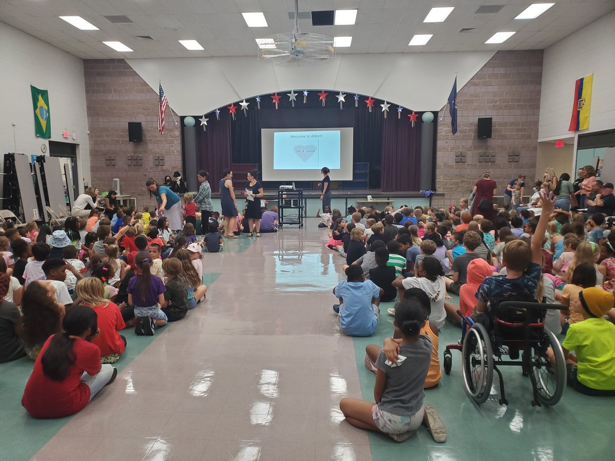 a2specedteach's tweet photo. First @A2Abbot all school in person assembly since March 2020!! It feels surreal. Nice to be slightly closer to normal!! The first week of school is almost done, only about 35 more to go!! @A2schools #firstweekofschool #assembly #loveislouder #abbotallstars https://t.co/FVBzou6ix1