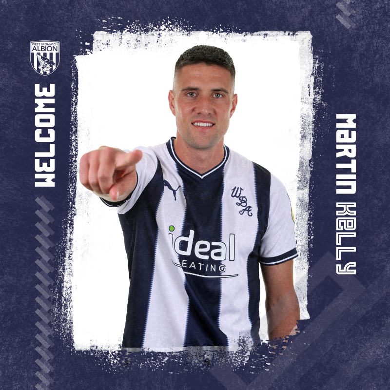WBA's tweet photo. We're delighted to confirm the signing of experienced defender Martin Kelly. ✍️

Welcome, Martin! 💙🤍
