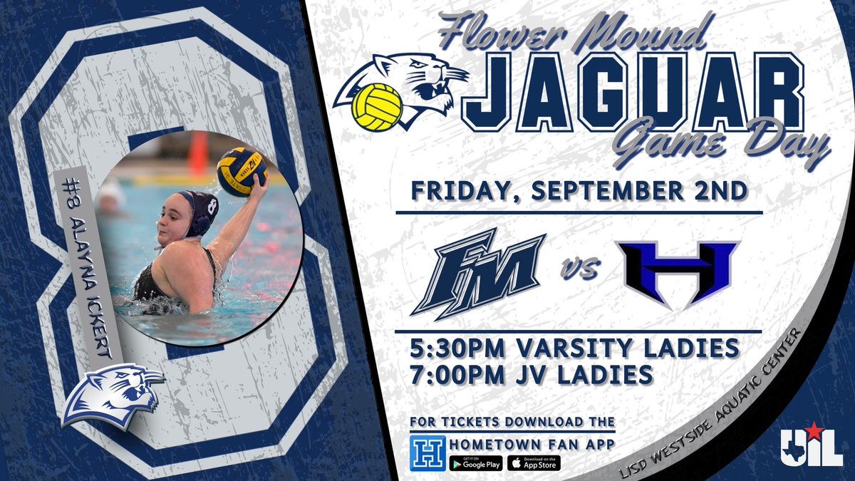 waterpolofmhs's tweet photo. Lady Jags dive into district play at home against Hebron Friday September 2nd! You don’t want to miss this history making moment! #LetsGoJags #JagNation #FaMily #HistoryInTheMaking #OurLegacy #OneLISD https://t.co/45Vvlkl8OL