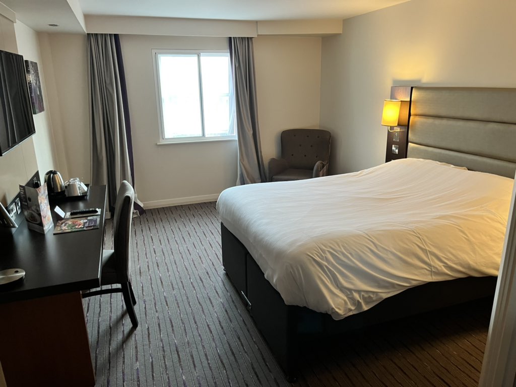 Premier Inn, Swansea.
Plug by bed, good shower, crap free wifi, no biscuits