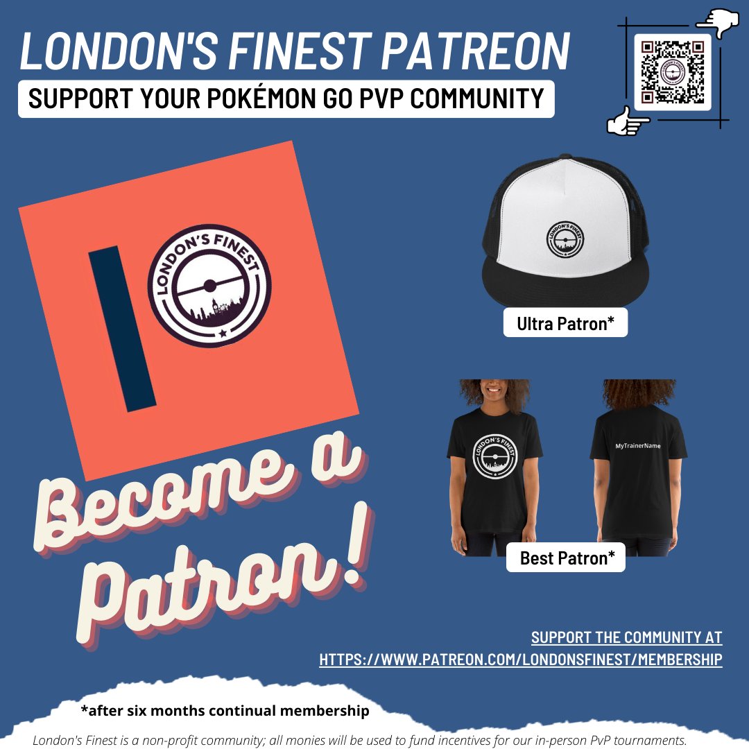 LDNsFinestPvP's tweet photo. #Battlers, support London's in-person #PokémonGO PvP scene and be rewarded for your kindness!

🅿️4-tier Patreon: https://t.co/TkvyuC78aQ

👕Merch Guide: https://t.co/GmPoWmLRl6
📦Order Form: https://t.co/gUfgMchU9X

❓Join: https://t.co/8nboq6jjbF

🔄Retweets gratefully welcome! https://t.co/kWE63cncEF