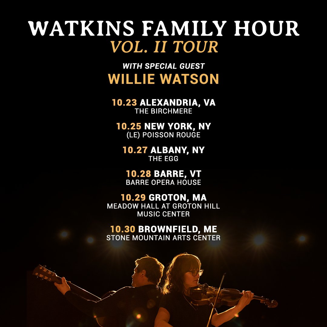 Willie is so excited to be the special guest for the <a href="/WatkinsFamHour/">Watkins Family Hour</a> Vol. II Tour in October! On sale now at watkinsfamilyhour.com/tour. Willie will be joining the band as well as performing his own tunes in the true spirit of the Family Hour. See you this fall!