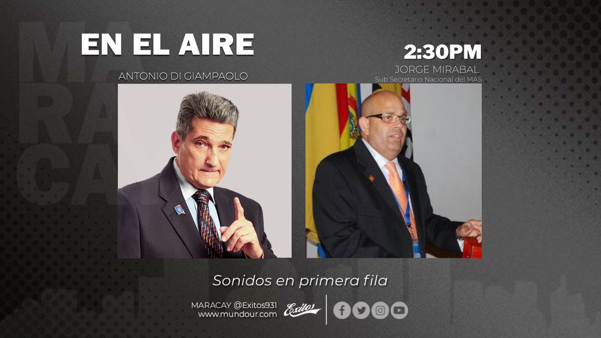 adigiampaolo's tweet photo. En breve Jorge Mirabal subsecreatario del MAS en el #programaenelaire por @Exitos931 conversando sobre la la politica nacional @mirabaljorge @partidomas https://t.co/3EWriLQP1B