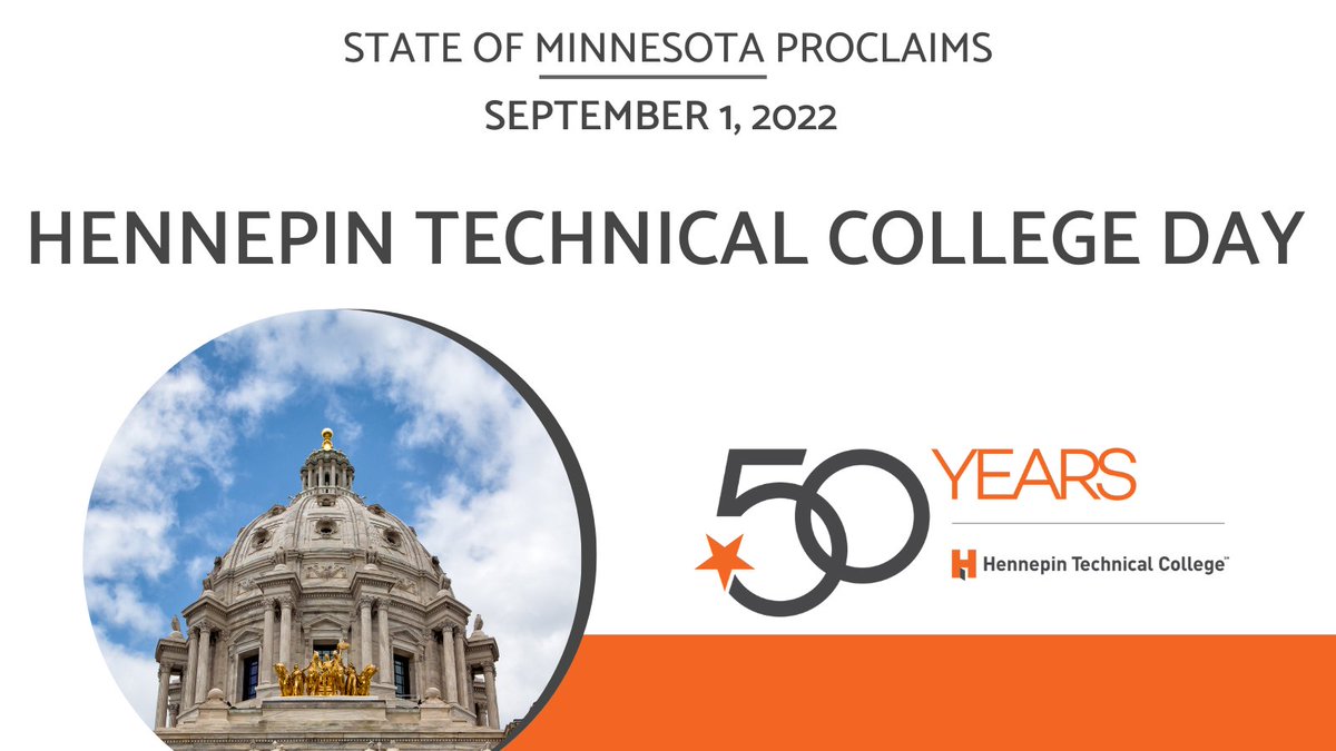 HennepinTech's tweet photo. It all started back in 1972. We're celebrating FIVE decades! 

Thank you @GovTimWalz for proclaiming Sept. 1, as "Hennepin Technical College Day" to honor our milestone anniversary. 

@MinnStateEdu #HTC50 #CTE #handsontraining #success #alumni #skilledtrades #Careers https://t.co/k5YVmpVD43