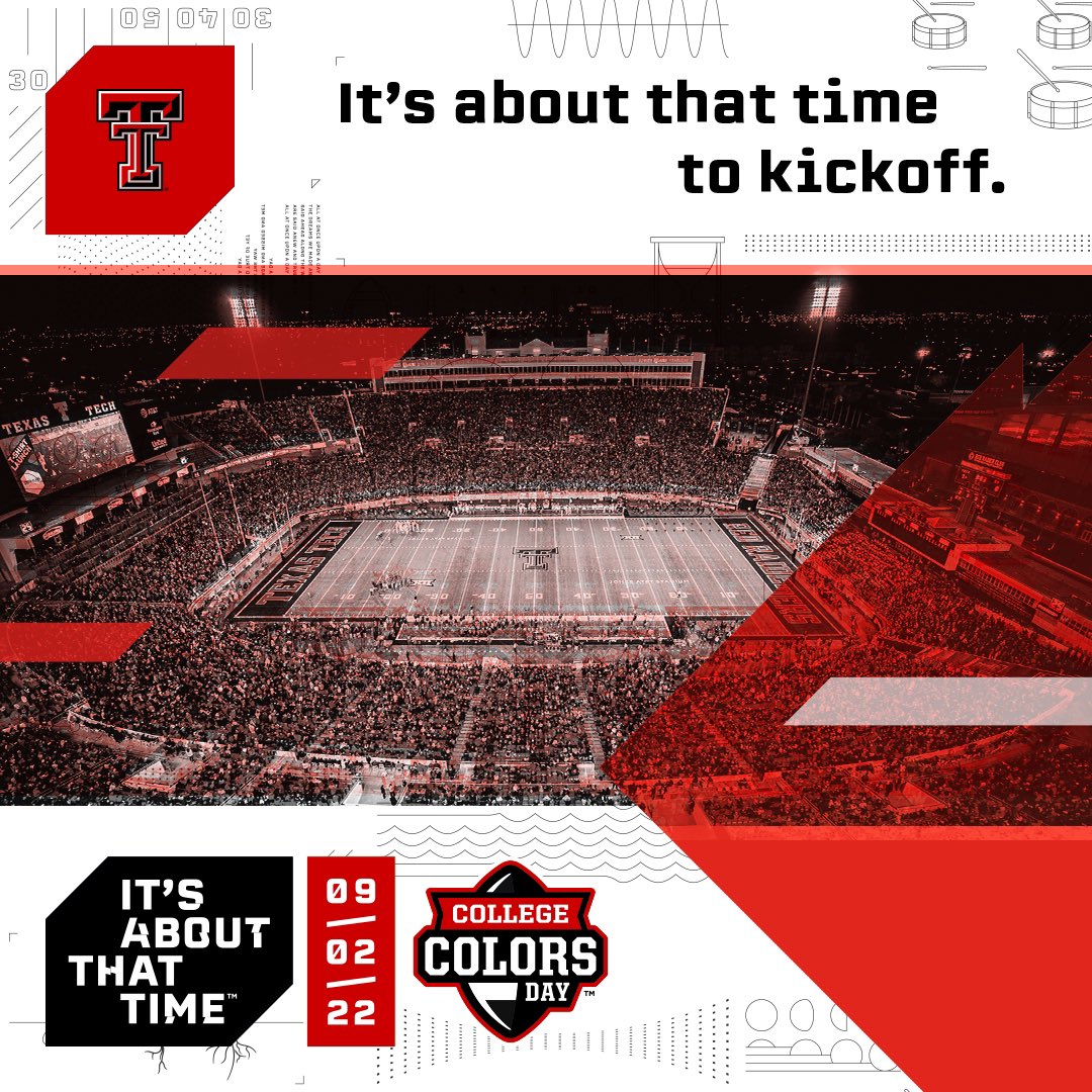 TexasTech's tweet photo. Tomorrow is #CollegeColorsDay!

We look forward to seeing all of the 🔴⚫️ on campus and in your community!

#WreckEm https://t.co/Hz295gNV5M
