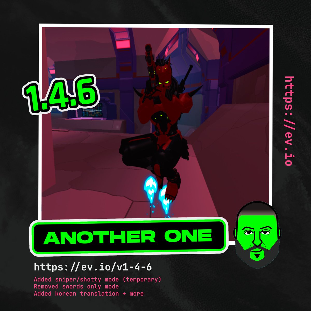 play_evio's tweet photo. Changes added in the 
latest @play_evio update:

- Added sniper/shotty mode (temporary)
- Removed swords only 
- Fixed several exploits related to NFTs and earning
- Fixed rarity tier earn bonus not in effect

More info: https://t.co/kBKZjg0cpA https://t.co/jDqNXlAJNZ