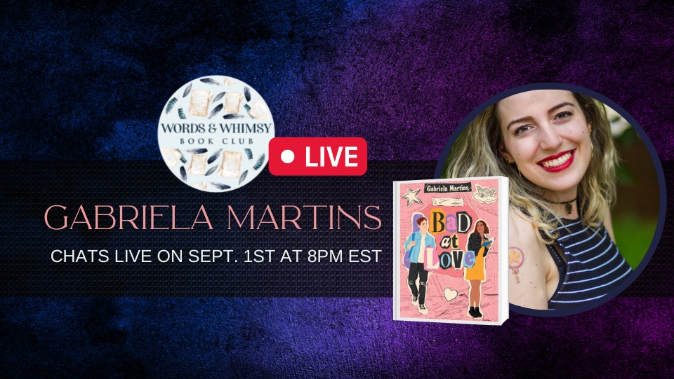 wordsnwhimsy's tweet photo. Join us as we chat LIVE with, @gabhimartins and discuss all things, Bad at Love!

Tonight! Thursday, September 1st! 8pm EST/ 5pm PST. Follow the link below to join in. 
https://t.co/jXJecdYwWu

#authorinterview #BookTwitter #books #NewReleases https://t.co/1NDK3mbpsA
