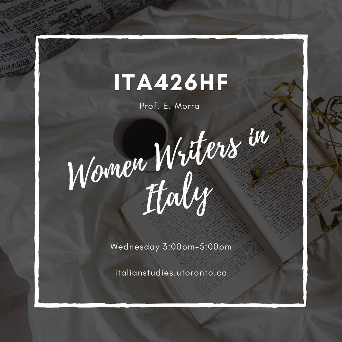 uoftitalian's tweet photo. New Course Alert π¨
Join the amazing Prof. @eloisa_morra in ITA426 this semester! #uoft #toronto #women #writers #italy #futureuoft https://t.co/UBX6YU6OzV