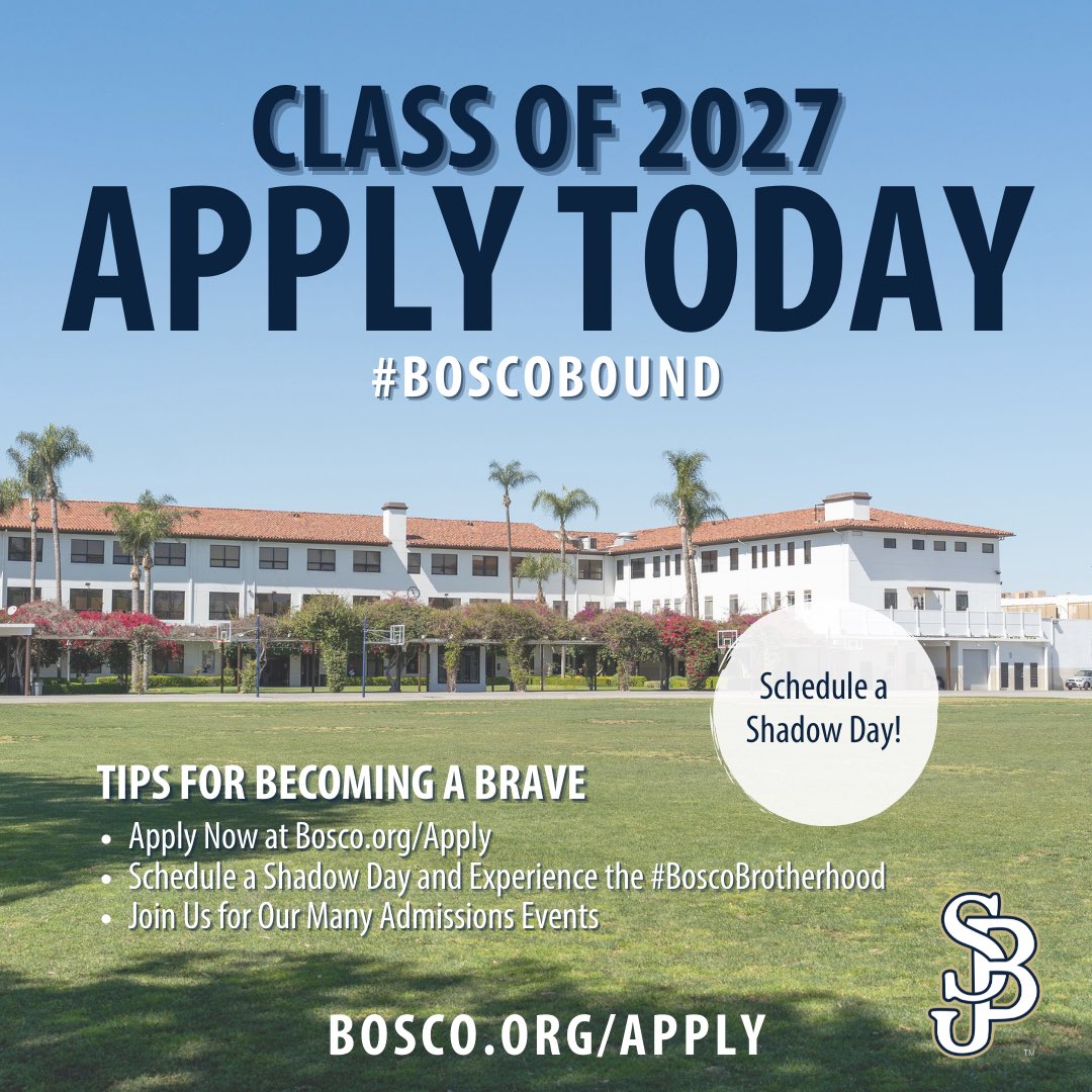 CLASS OF 2027! Our Admissions Application for the 2023-2024 school year is now available! Visit bosco.org/apply for more information. We can’t wait to meet you and welcome you into the Bosco family! #BOSCOBOUND
