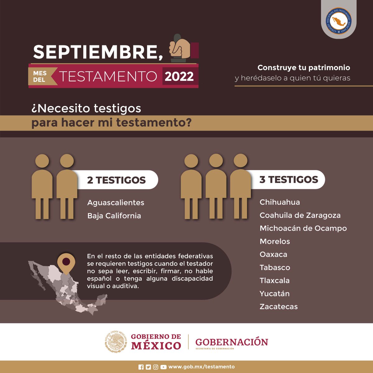 SEGOB_mx's tweet photo. Al hacer un testamento, se heredan no solo bienes, sino también tranquilidad a nuestros seres queridos. Evita gastos mayores, pérdida de tiempo y problemas dentro de las familias. #SeptiembreMesdelTestamento https://t.co/0c5ynG2kLk