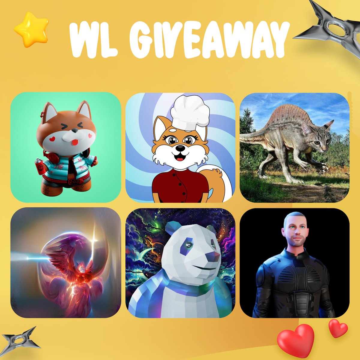 🎁MEGA #WLGiveaway🎁

<a href="/shibacademy_nft/">ShibAcademy NFT | FREEMINT</a> 
<a href="/CRYCOINOFFICIAL/">Cry Cat Coin 😿👍</a> 
<a href="/KirinMV/">Kirin</a>
<a href="/ZodiacKingdom_/">The Zodiac Kingdom NFT</a>
@ShibuSociety
<a href="/CyberTonesNFT/">CyberTonesNFT</a> - 1x NFT

✅To enter:
1️⃣Follow ALL &amp; me
2️⃣RT &amp; ❤️ &amp; Tag friends
3️⃣Fill the form (link in bio)
4️⃣Join discord (link in bio)

#NFTGiveaway #NFTcommunity #NFTfree #FREENFT