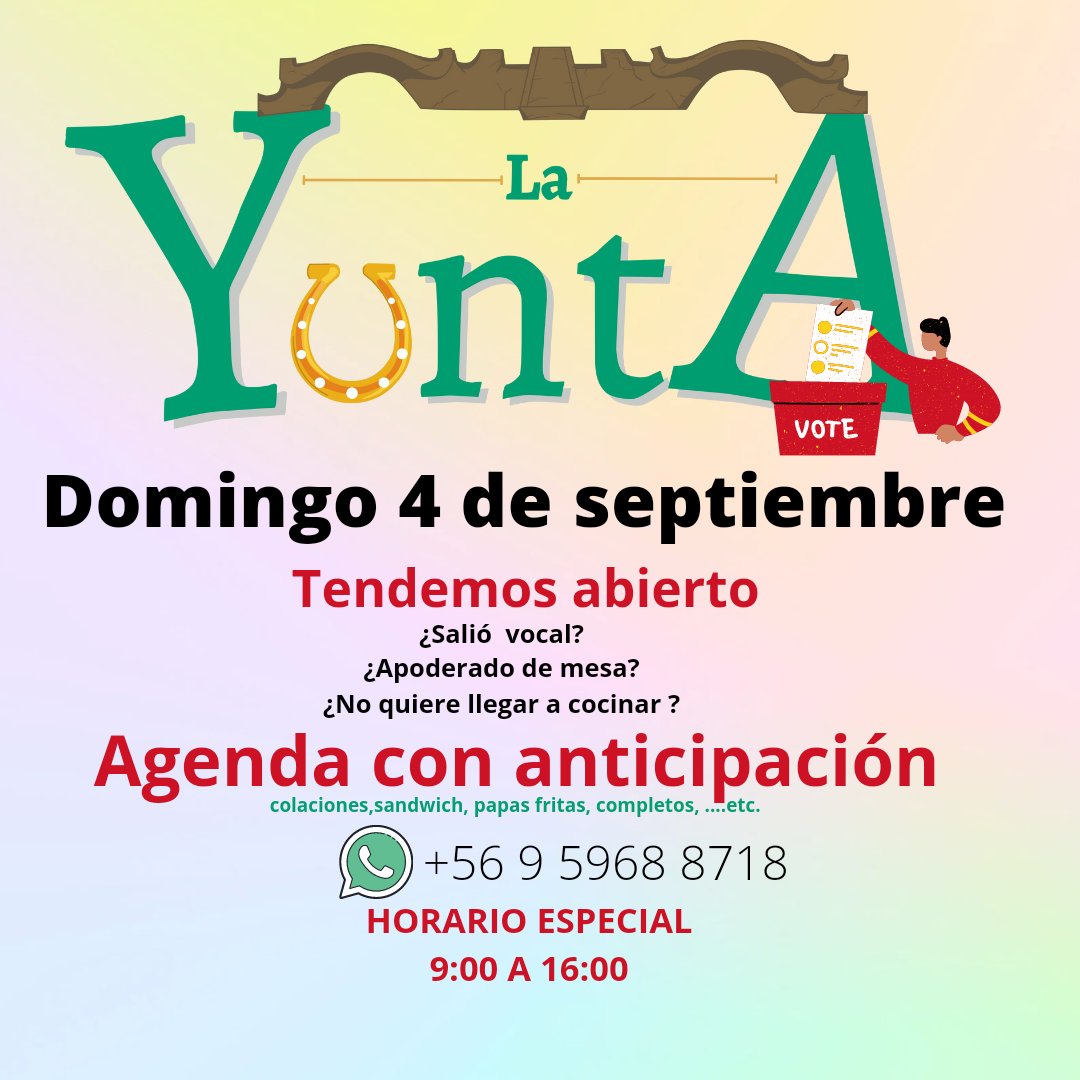 LaYuntaValdivia's tweet photo. 👋hola! Vecina y vecinos este  4 de septiembre tendremos abierto👩‍🍳👩‍🍳 ✌️ puede agendar con anticipación ☺️

👉Nos ubicamos en Uruguay #5
https://t.co/ao5xWSTLXX

#LaYuntaValdivia somos rotiseria y comida al paso 

#valdivia #valdiviacl https://t.co/GouWPNEY1L