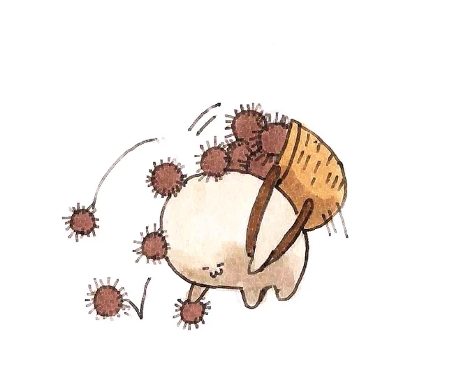 栗拾いに苦労する荒巻#荒巻スカルチノフ #イラスト #栗 