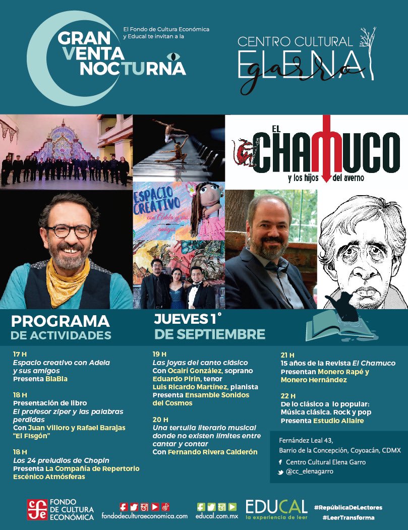 monocordio's tweet photo. Velada de lujo en el @cc_elenagarro A las 8 pm les leeré fragmentos de “El Ambiguo Testamento” y cantaré algunas canciones de Monocordio. Luego vendrán @monerohernandez @rape y cierra la velada el coro @EstudioAllaire ¡Allá nos vemos! https://t.co/xgw8kiP29C