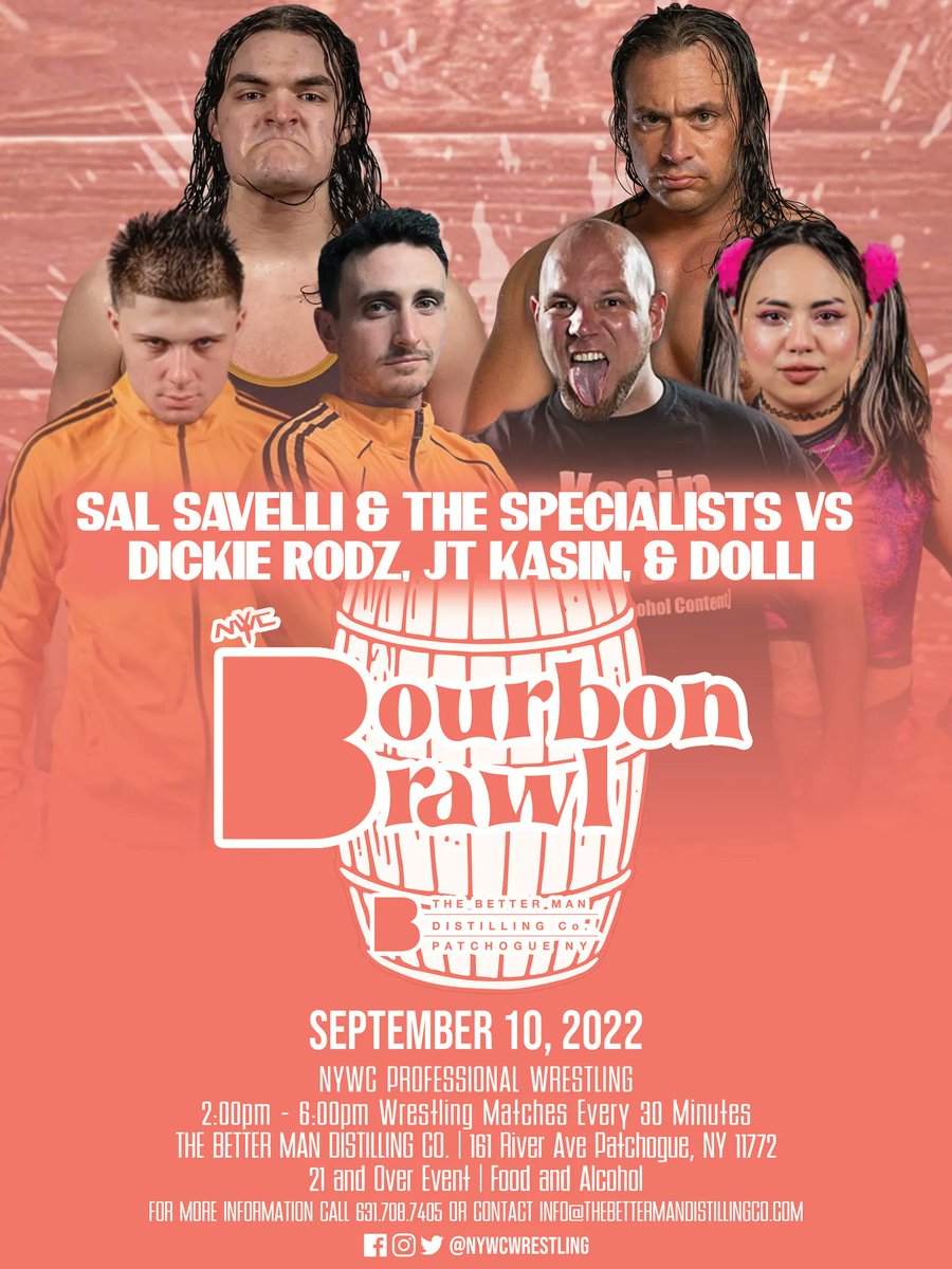 NYWCWRESTLING's tweet photo. 6 person tag action September 10th in Patchogue. Tickets just $15!

🎟:https://t.co/Ic9ON51ji4

Two weeks later @SalSavelli &amp; @TheDickieRodz meet in a Last Man Standing Match!

🎟: https://t.co/4dwdOgOJB5 https://t.co/ATEcwJe5VH