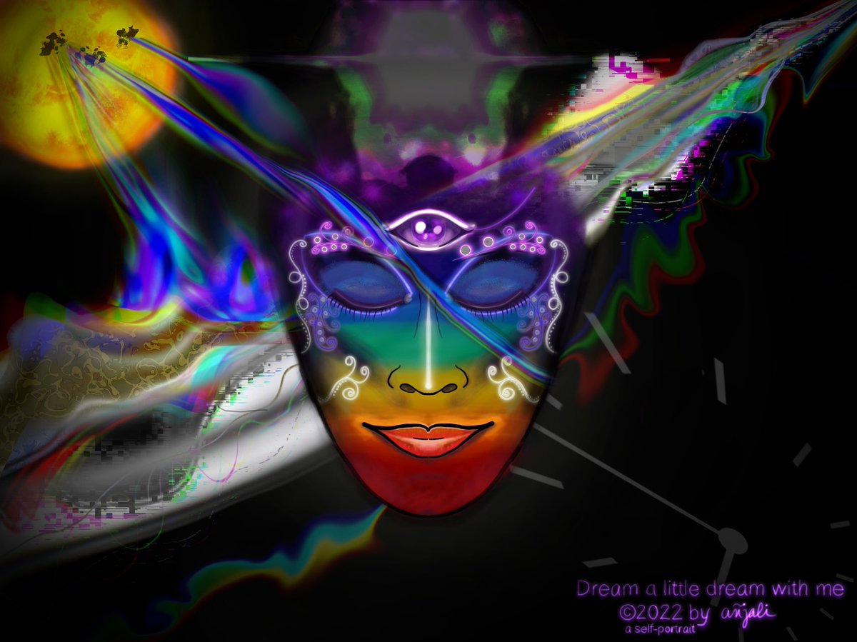 AnjaliOnGaia's tweet photo. It is a joy to share my art with you.🙏🏼

'Dream a little dream with me'
©2022 by yours truly
a self-portrait

#Consciousness #Experiencer #Transcension #Enlightenment

#Decoherence #QuantumLeap #Astrophysics 

#ExperiencerArt #ExtraterrestrialArt https://t.co/hdgRChR8Qv