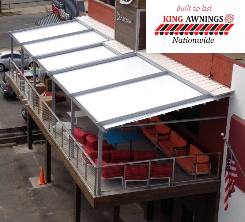 Motorized Pergolas are great for any restaurant patio nationwide. Call King Awnings for your free estimate at 800-915-2980 or visit our website at kingawnings.com!